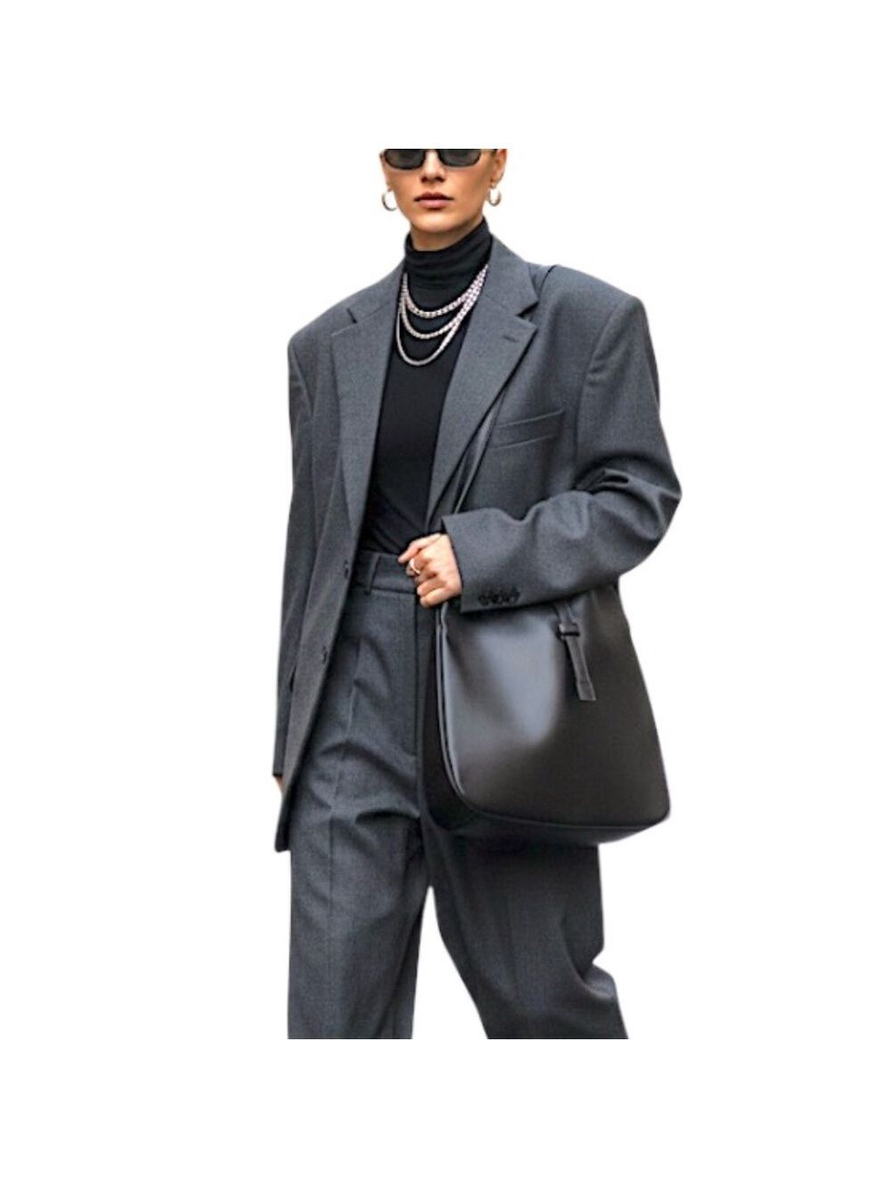 Co-Lab Montreal minimalist black vegan leather crossbody tote long shoulder bag